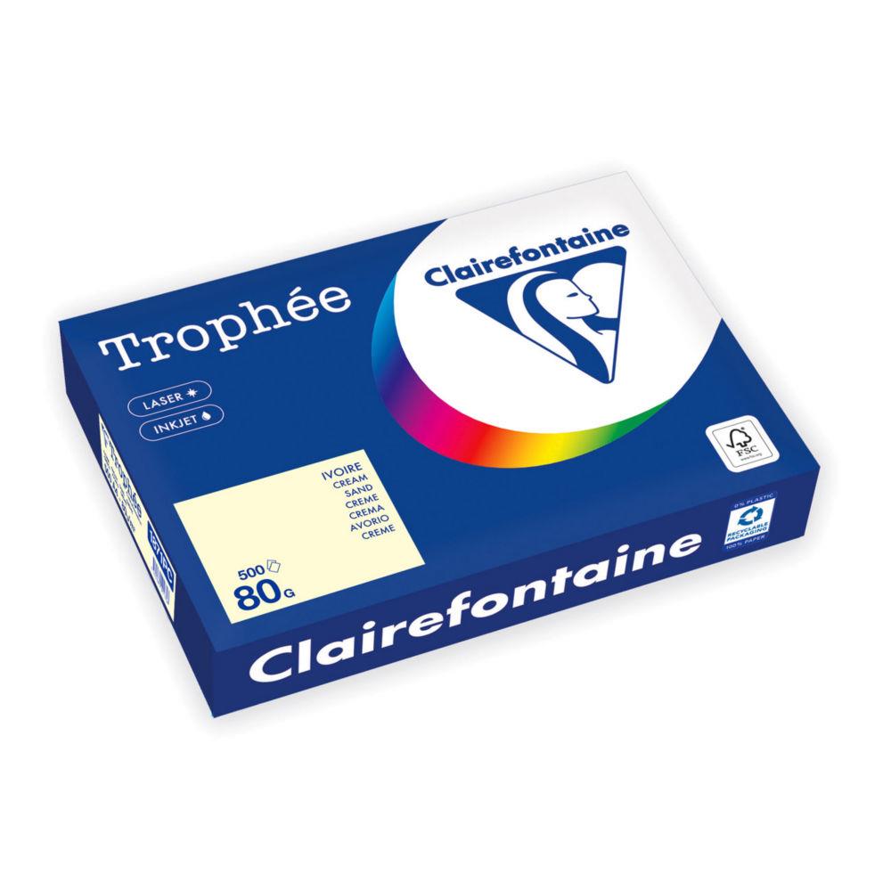 Papier couleur Clairefontaine A4 Trophe Pastel Ivoire 80g - Ramette de 500 feuilles