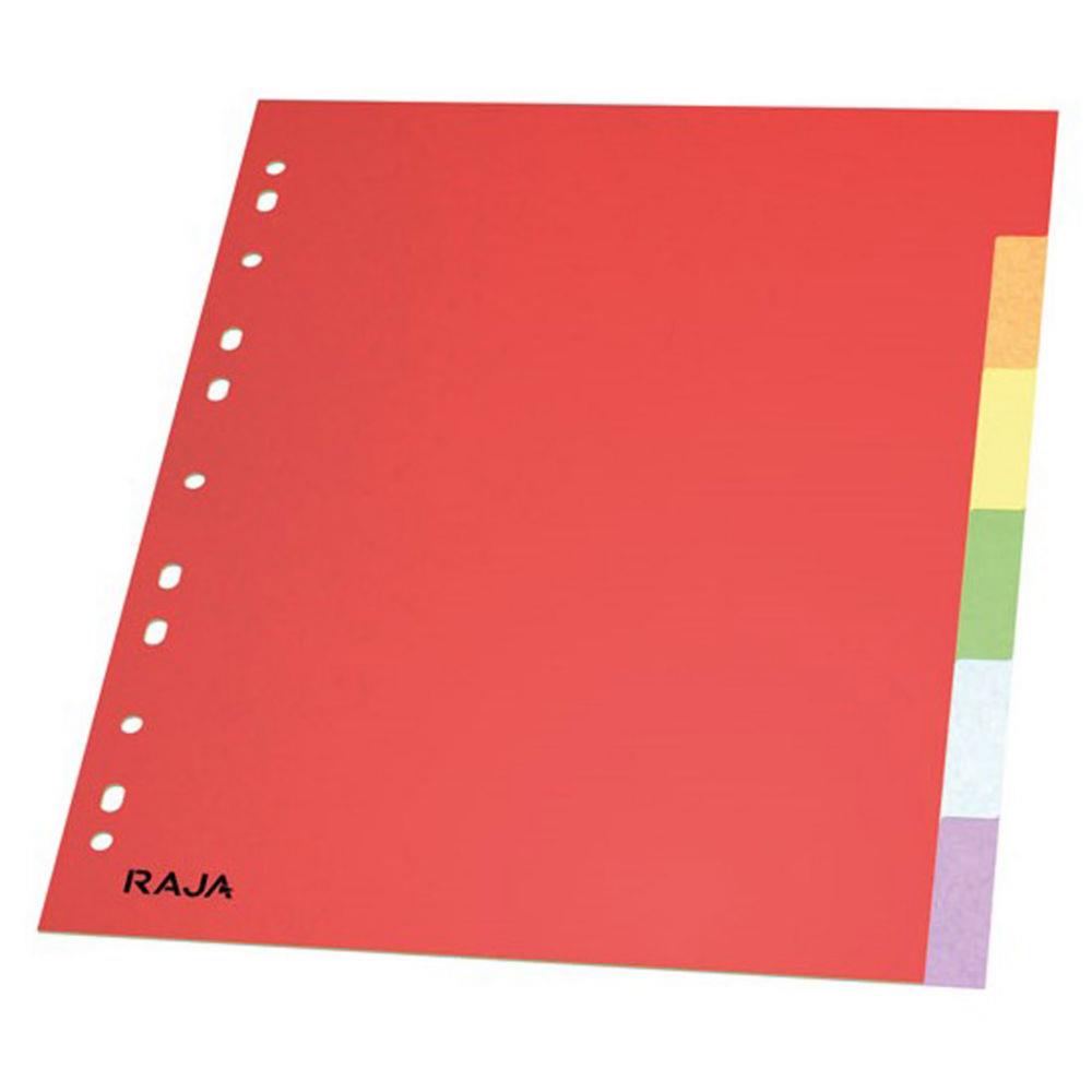 Intercalaires Raja - neutres - A4+ - en carte lustre - 225g - couleur - 6 onglets