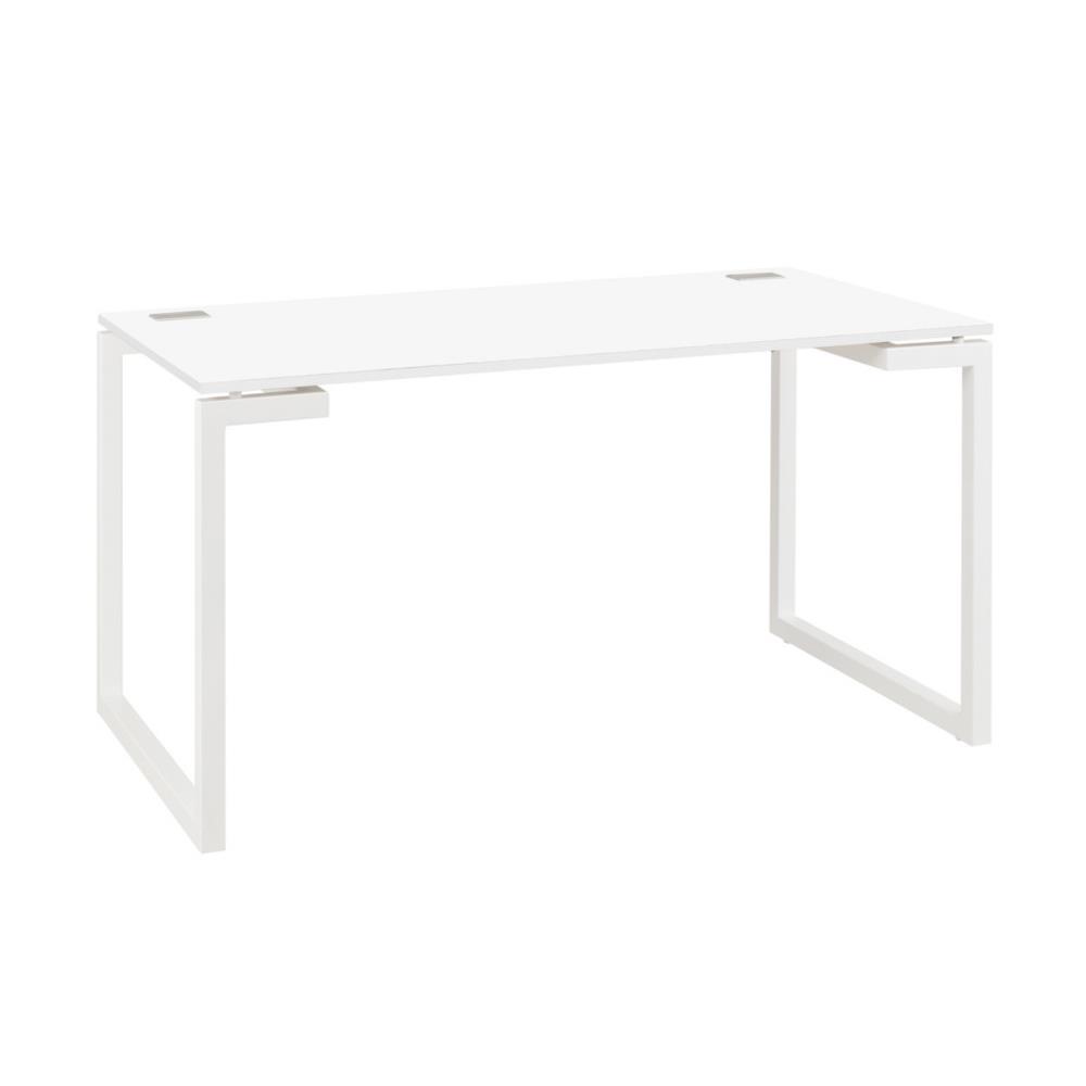 Bureau droit Nexus - L120 x 60 cm - plateau blanc - pieds cadre mtal blanc