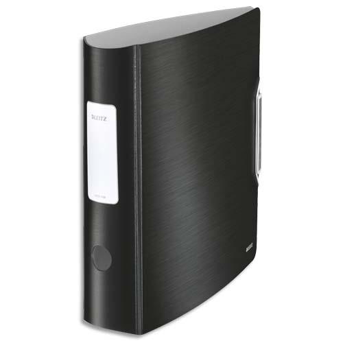 Classeur  levier Leitz Style 180 - polypropylne - dos 7,5 cm - fermeture par lastique - noir