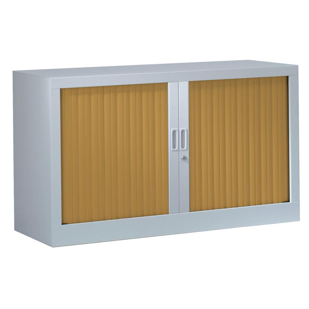 Armoire mtal monobloc Gnric - A rideaux - H. 69,5 x L. 120 cm - Corps Aluminium - Rideaux Htre