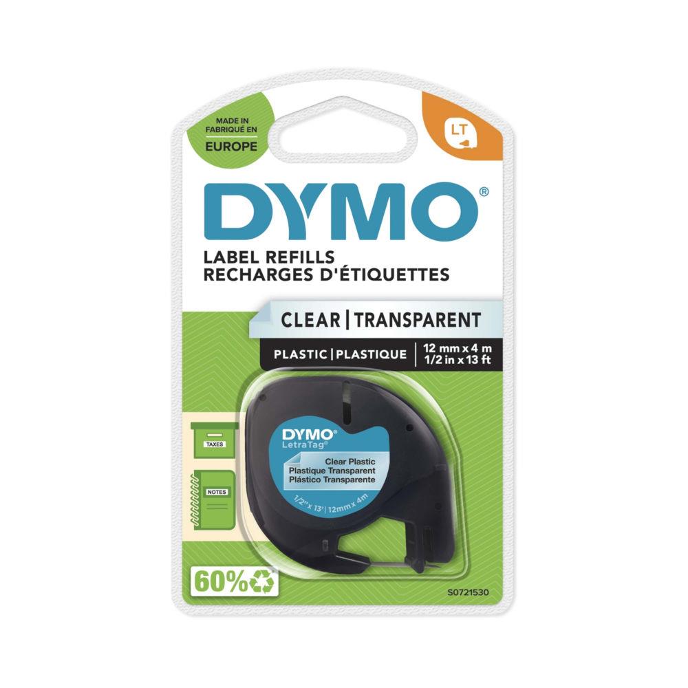 Ruban Letratag LT Dymo LT - Ruban noir/transparent -12 mm x 4 m