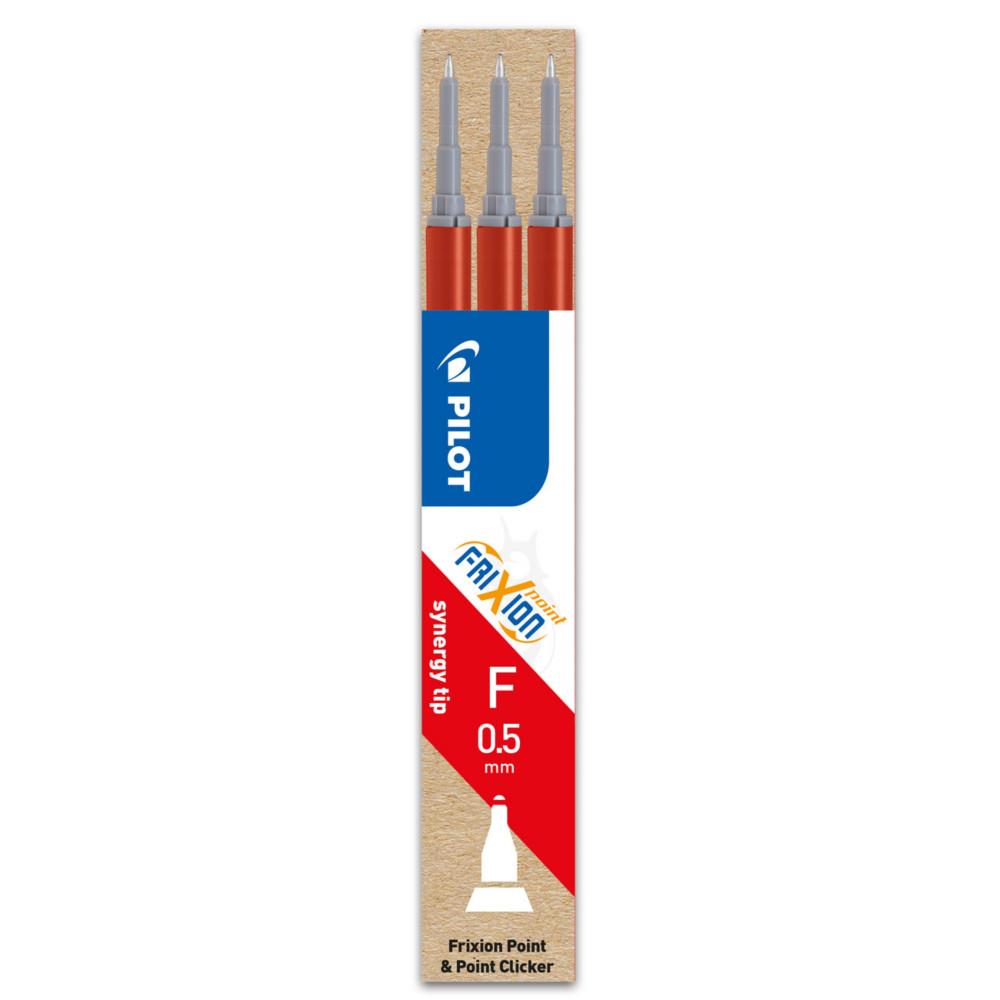 Recharge pour stylos Pilot FriXion Ball Clicker pointe fine - 0,5 mm - rouge - lot de 3 - paquet 3 units
