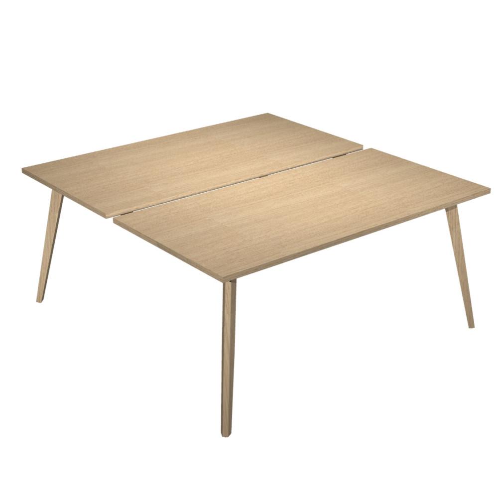 Bureau bench Knot 2 postes L120 x 166 cm  pieds inclins en bois massif - Chne