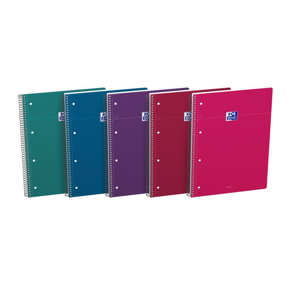 Cahier � spirale Oxford Smart A4+ 23 x 29,7 cm - Petits carreaux 5x5 - 160 pages - Coloris intense