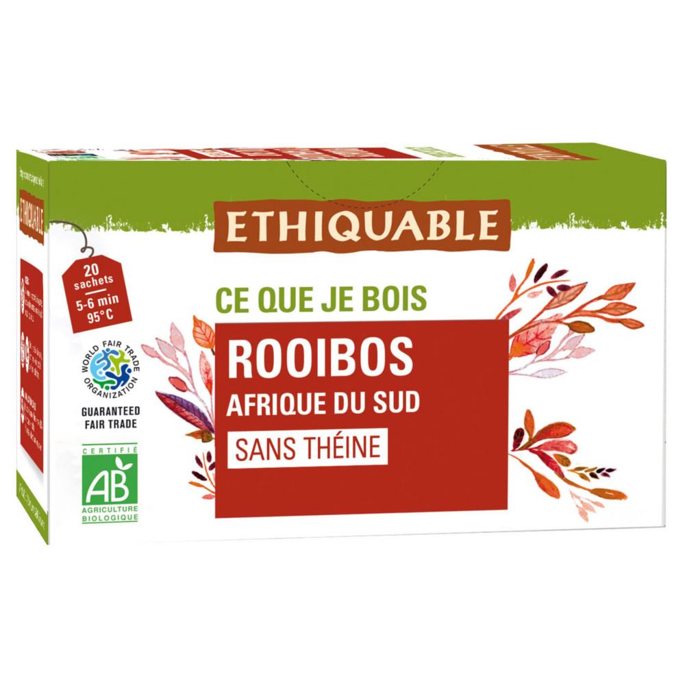 Th infusion Rooibos bio d'Afrique de Sud - bote de 20 sachets fracheur