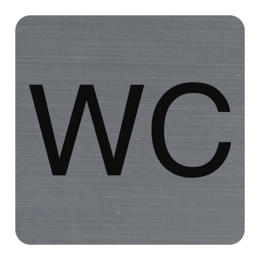 Plaque signaltique adhsive Exacompta symbole WC - Carr Gris