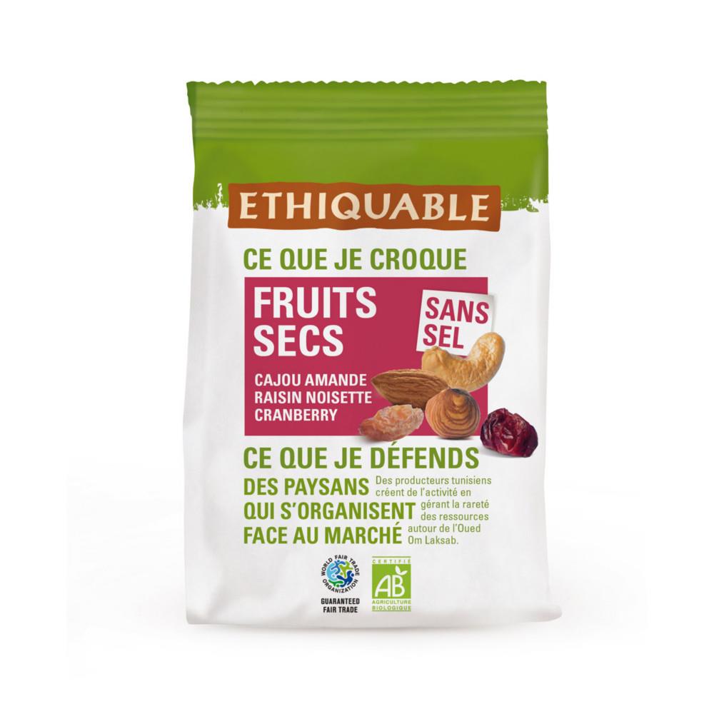 Fruits secs Ethiquable Bio sans sel - M�lange Cajoux, amandes, raisins, noisettes, cranberry - 100 g
