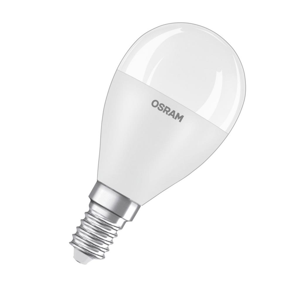 Ampoule sph�rique Osram E14 opaque 7,5 W - 806 lm - Blanc chaud 2700K - Equivaut 60 W