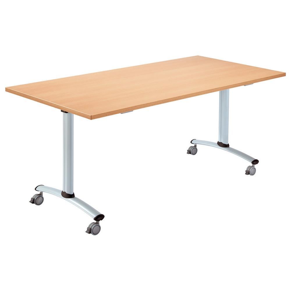 Table  plateau basculant droit - L 120 x P 80 cm - plateau htre - pieds aluminium