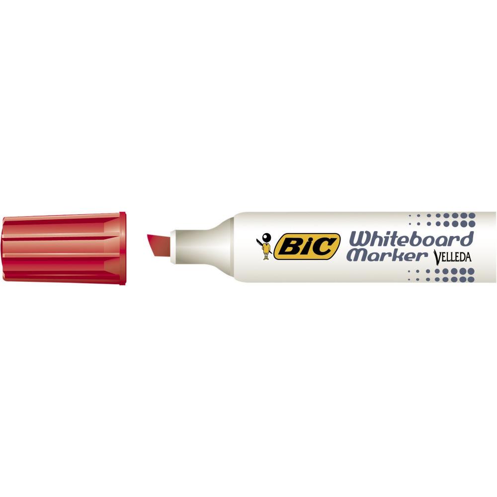 Bic Velleda 1781 - marqueur effacable  sec - corps mtal - pointe biseaute - rouge