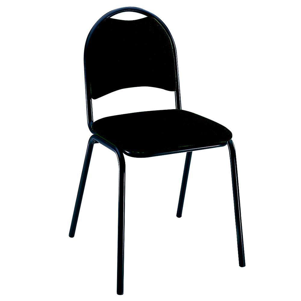 Chaise visiteur Lincoln - tissu rembourr - noir - pieds mtal noirs