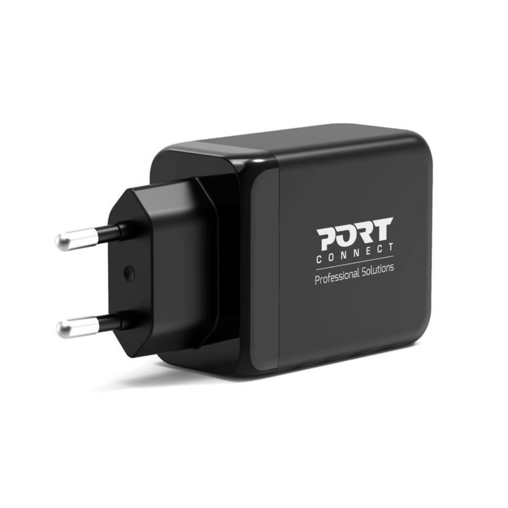 Chargeur mural USB-C & USB-A Port Connect Charge rapide 65W - 3 prises - Noir