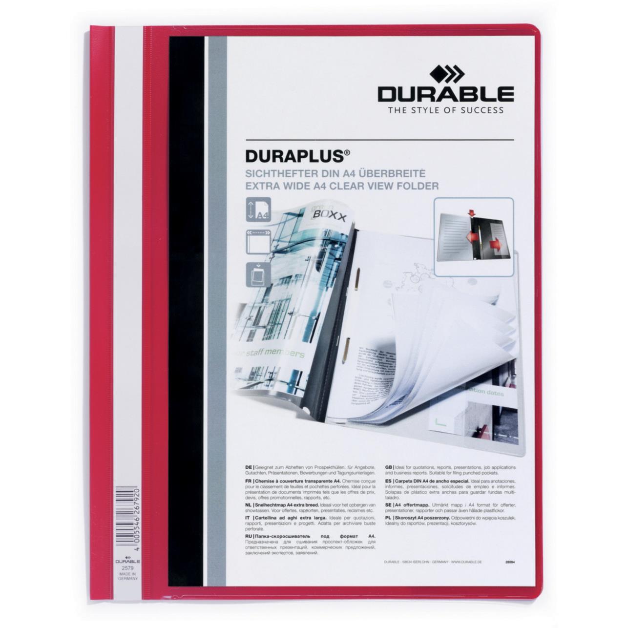 Chemise  lamelles Durable Duraplus en PVC - Rouge