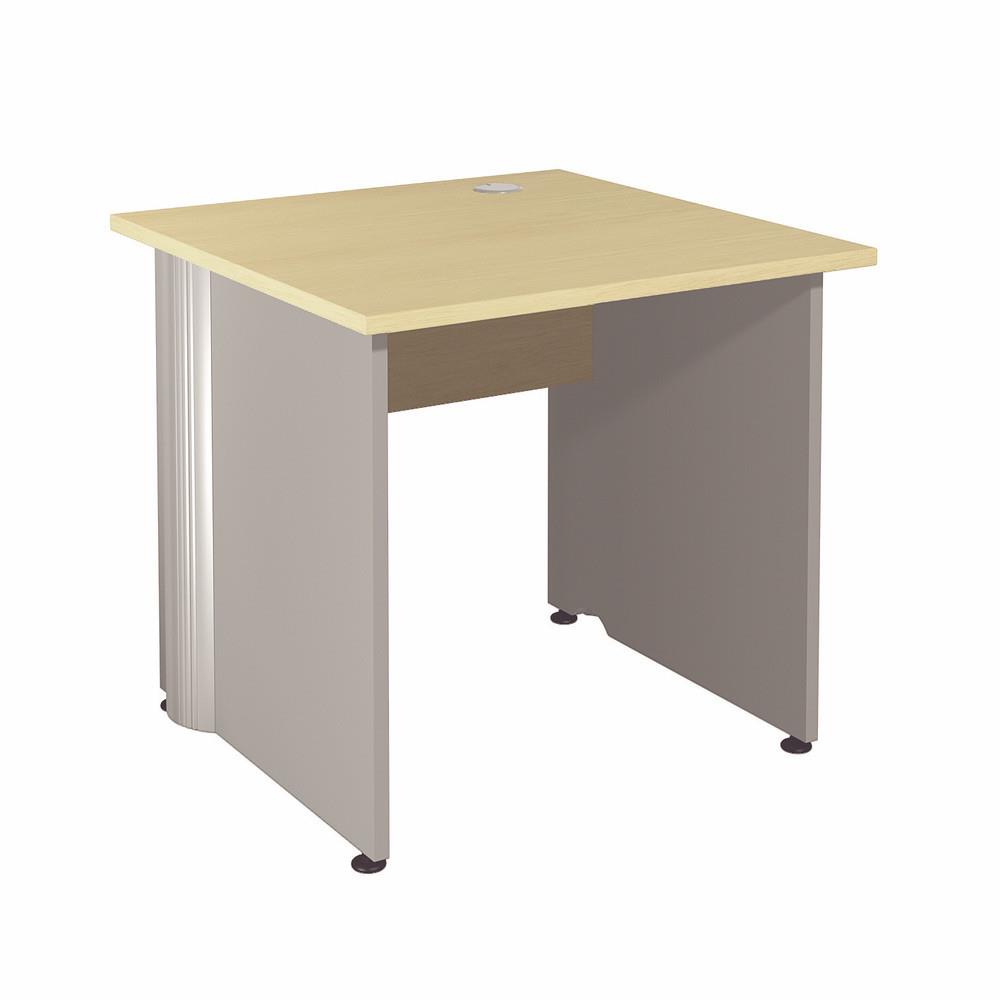 Bureau droit Impact 2 - L 80 x P 80 cm - plateau h�tre - pieds pleins aluminium