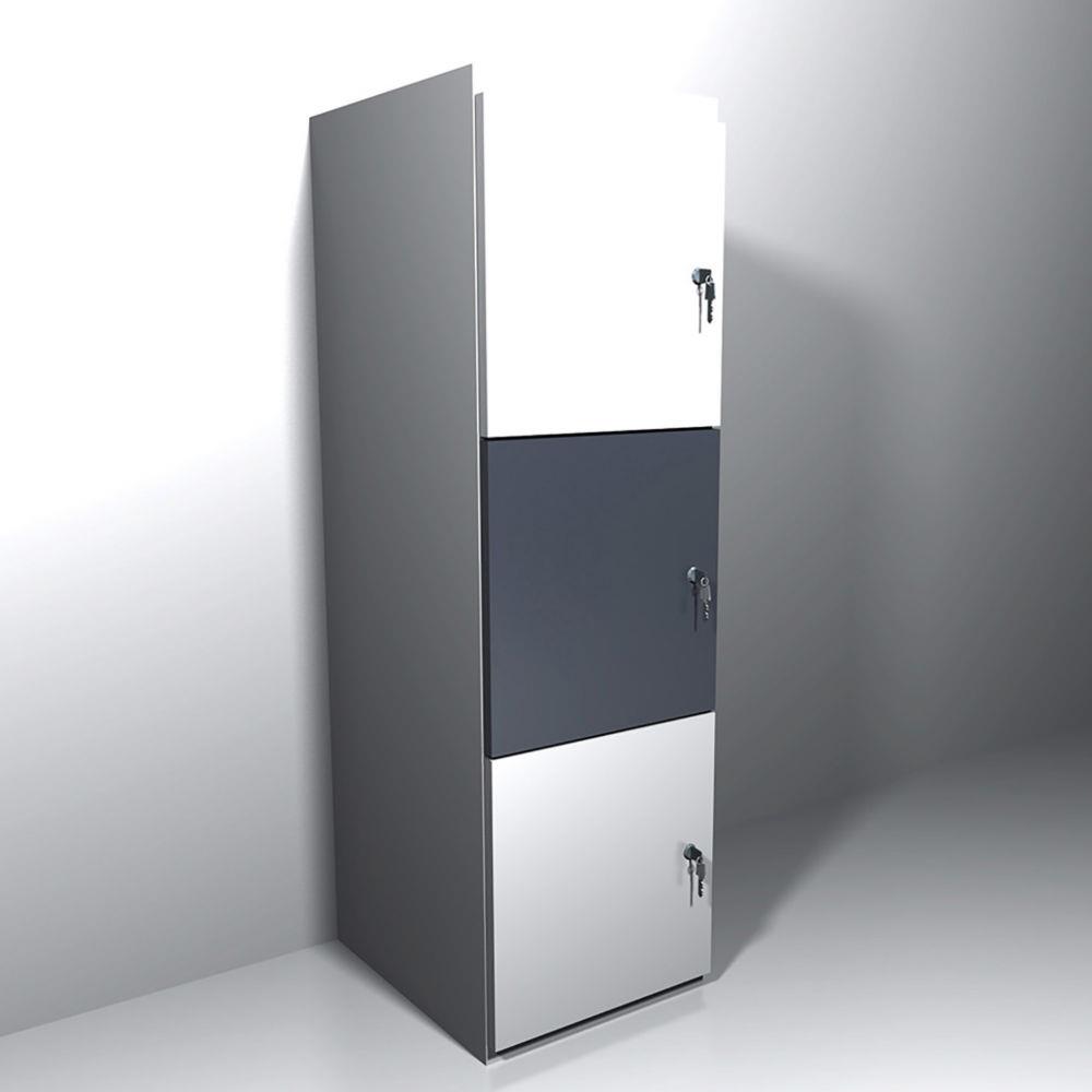 Casiers de bureau individuels - 3 cases - Ht 133.5 x L. 40 cm - portes panaches blanc et anthracite