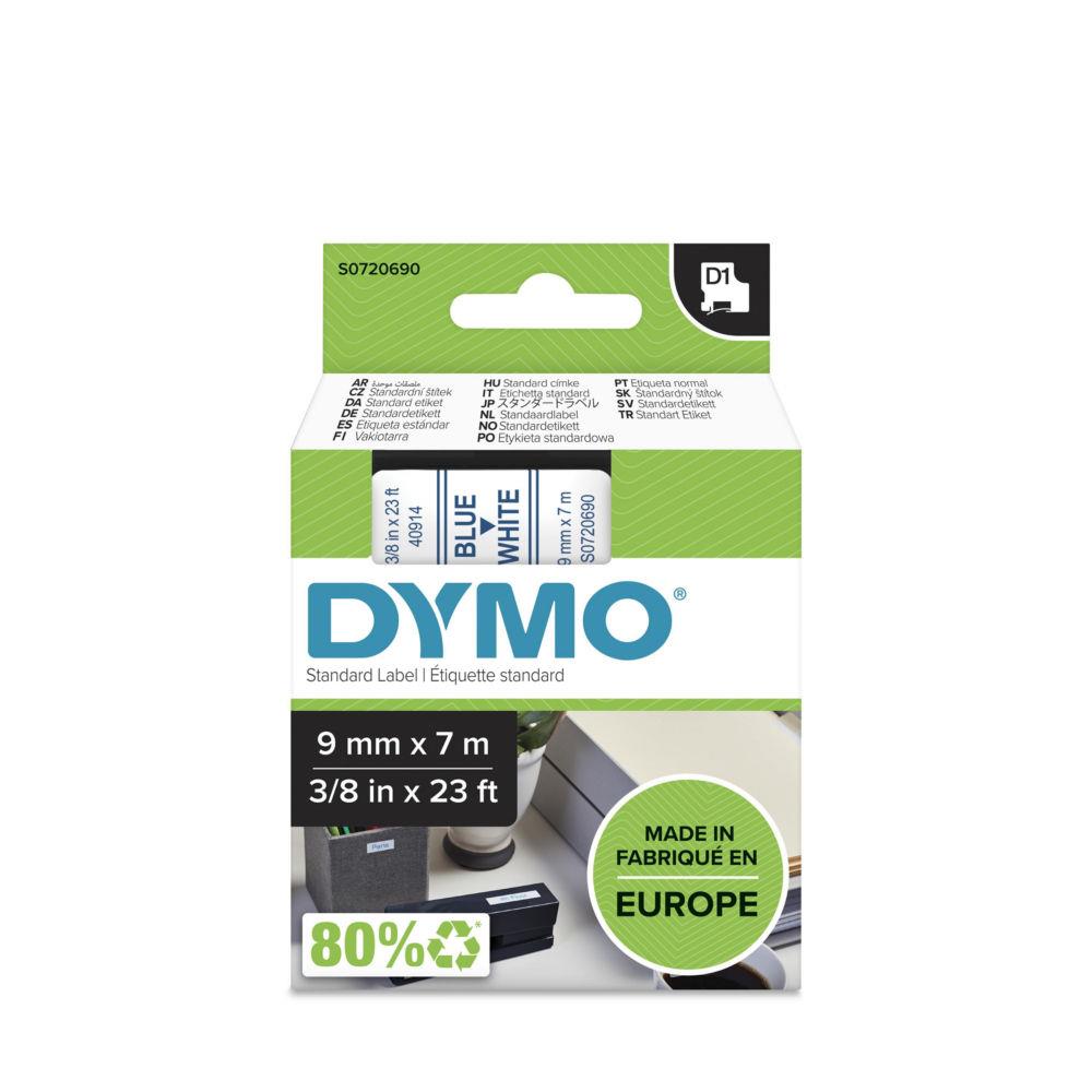 Ruban Dymo D1 - 40914 - Ruban bleu/blanc - 9 mm x 7 m