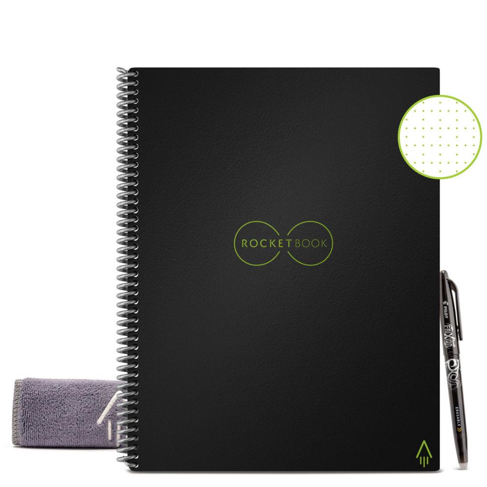 Cahier connect Rocketbook Core Letter - A4 - rutilisable 32 pages  points  - Noir