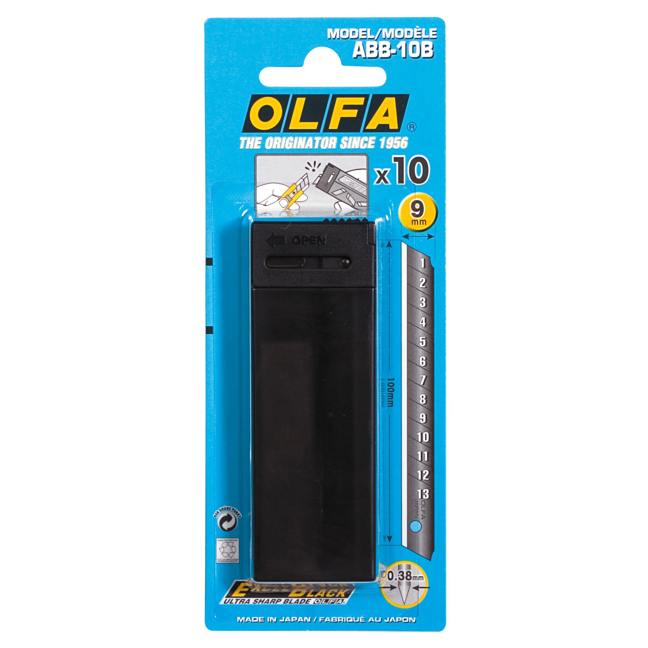 Lames Olfa ABB noires pour Cutter A-5 - largeur 9 mm - tui de 10