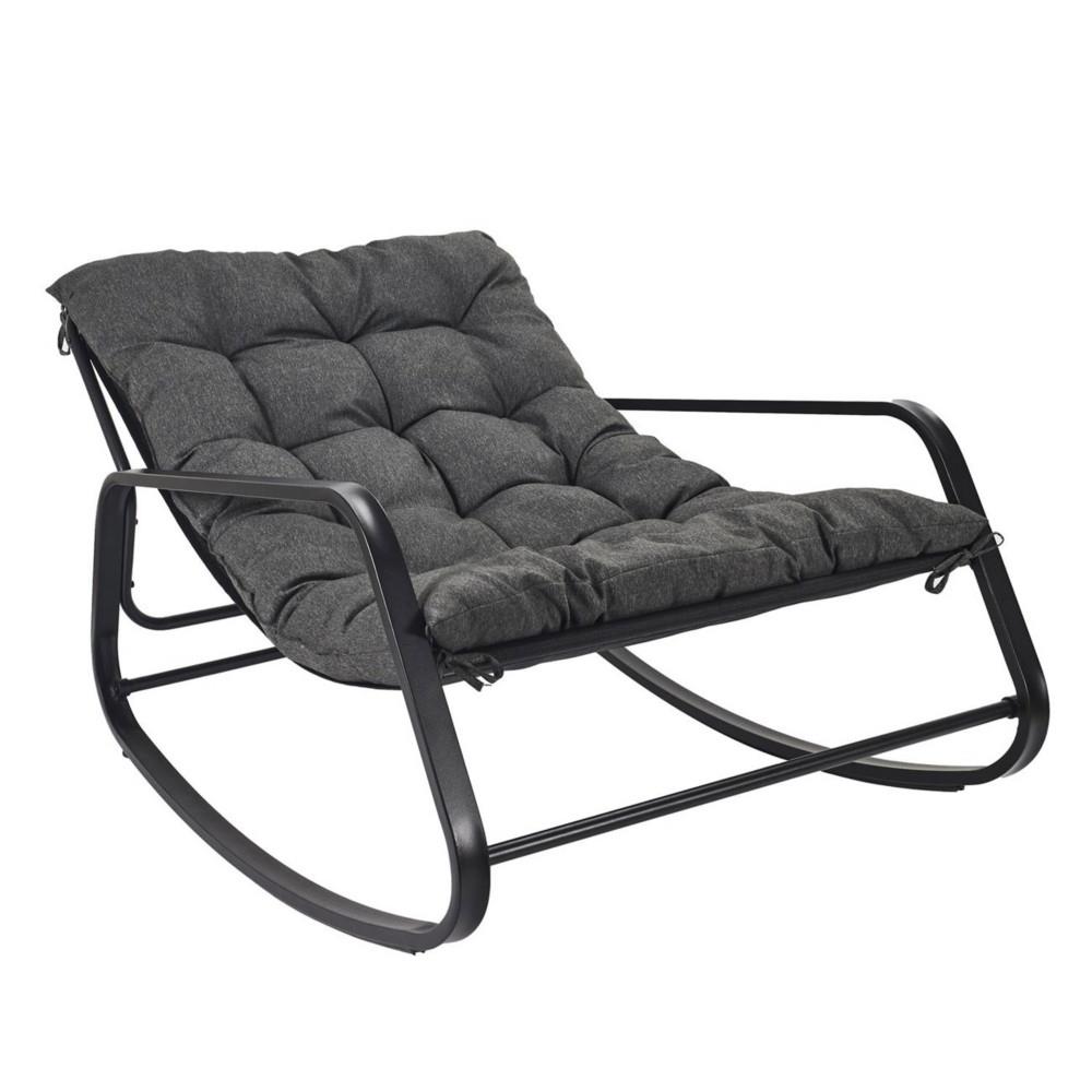 Fauteuil  bascule Tulum avec accoudoirs mtal et coussin - Anthracite