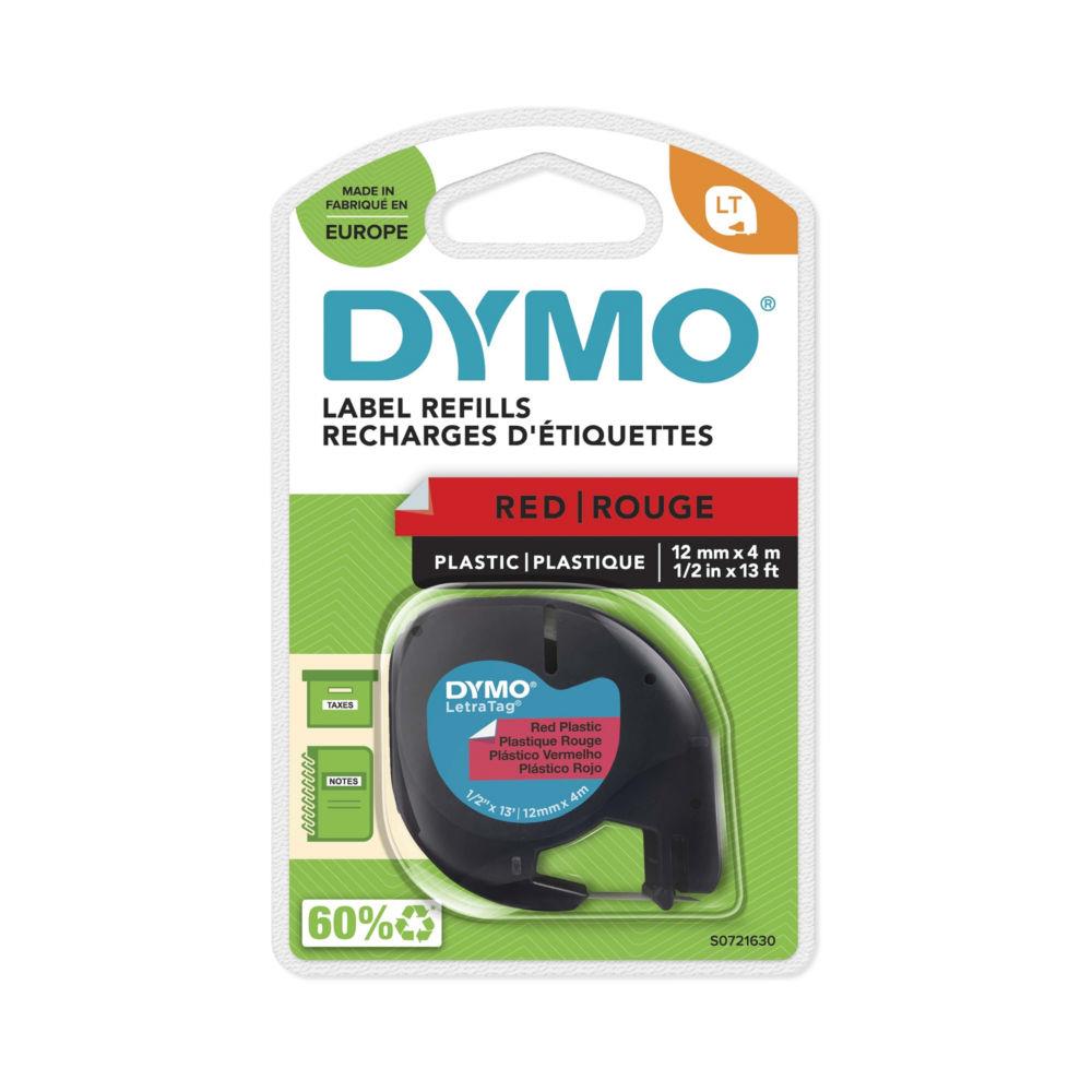 Ruban Letratag LT Dymo - Ruban noir/rouge - 12 mm x 4 m