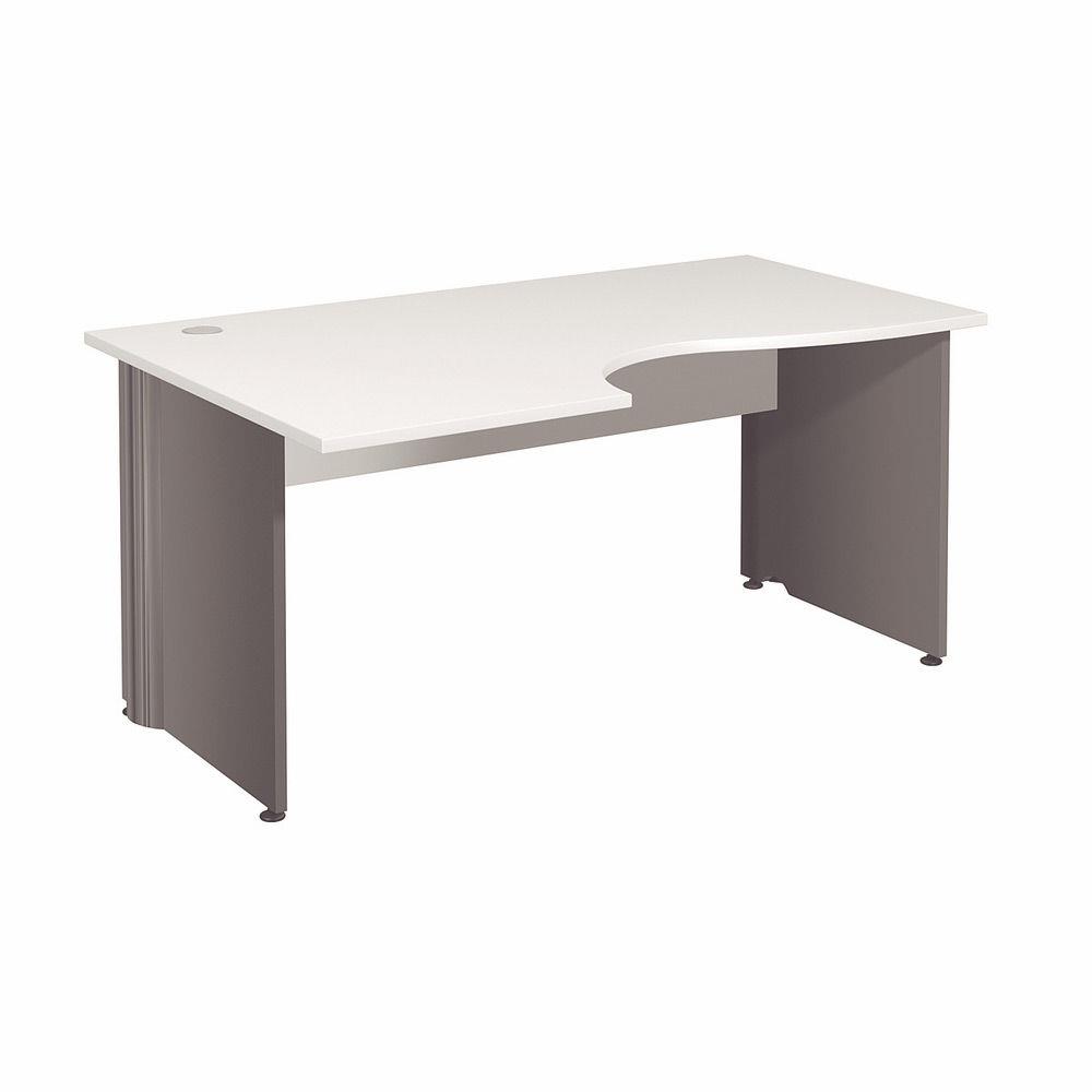 Bureau compact retour  gauche Impact 2 - L 160 x P 120 cm - plateau blanc - pieds pleins anthracite