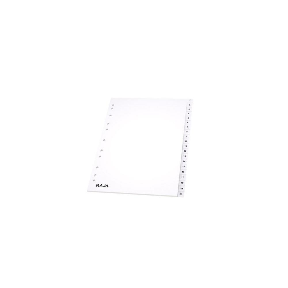 Intercalaires numriques A4 RAJA en polypropylne blanc - 20 divisions