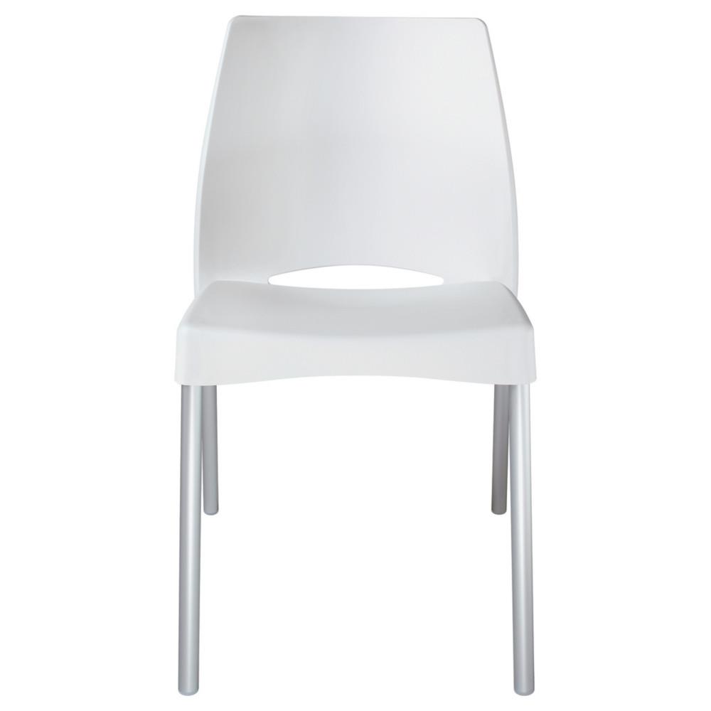 Chaise Collectivit�s Idylle Blanc pieds Aluminium - lot de 4