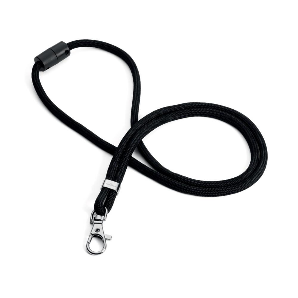 Cordon Textile Durable 80 % recycl� avec fermeture de s�curit� et mousqueton - Bo�te de 10 - Noir