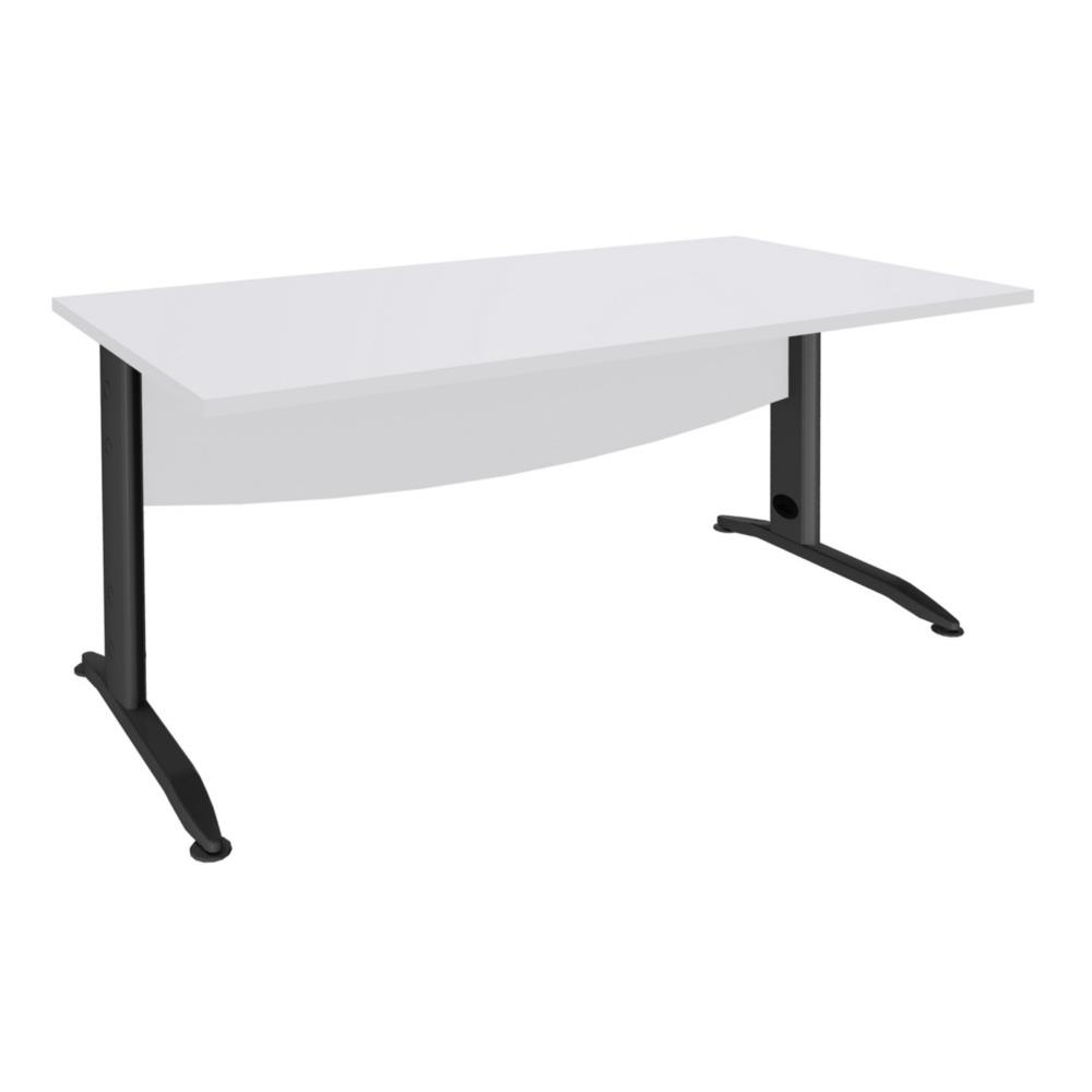 Bureau droit Impact m�tal - L 160 x P 80 cm - plateau blanc - pieds L anthracite