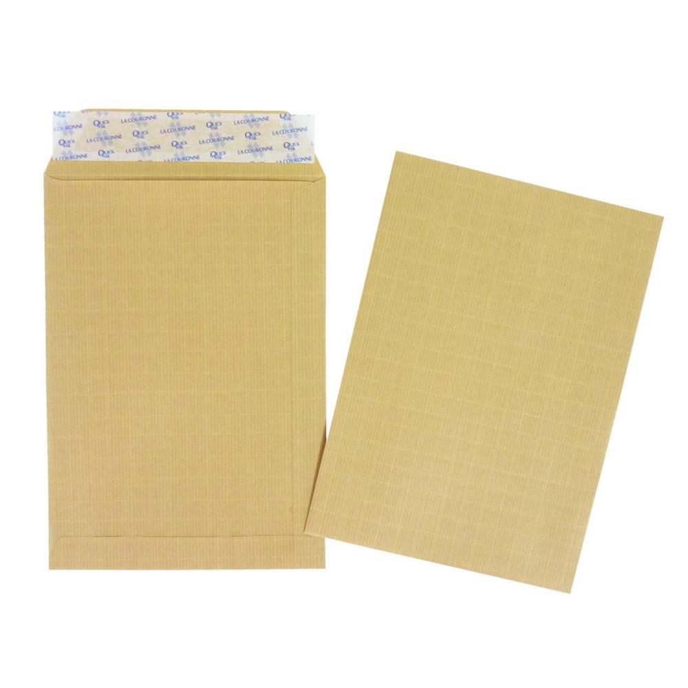 Pochette kraft La Couronne arm� brun PEFC B5 - 176 x 250 mm 130g sans fen�tre - Sans soufflet - Autocollante bande protectrice - Lot de 500