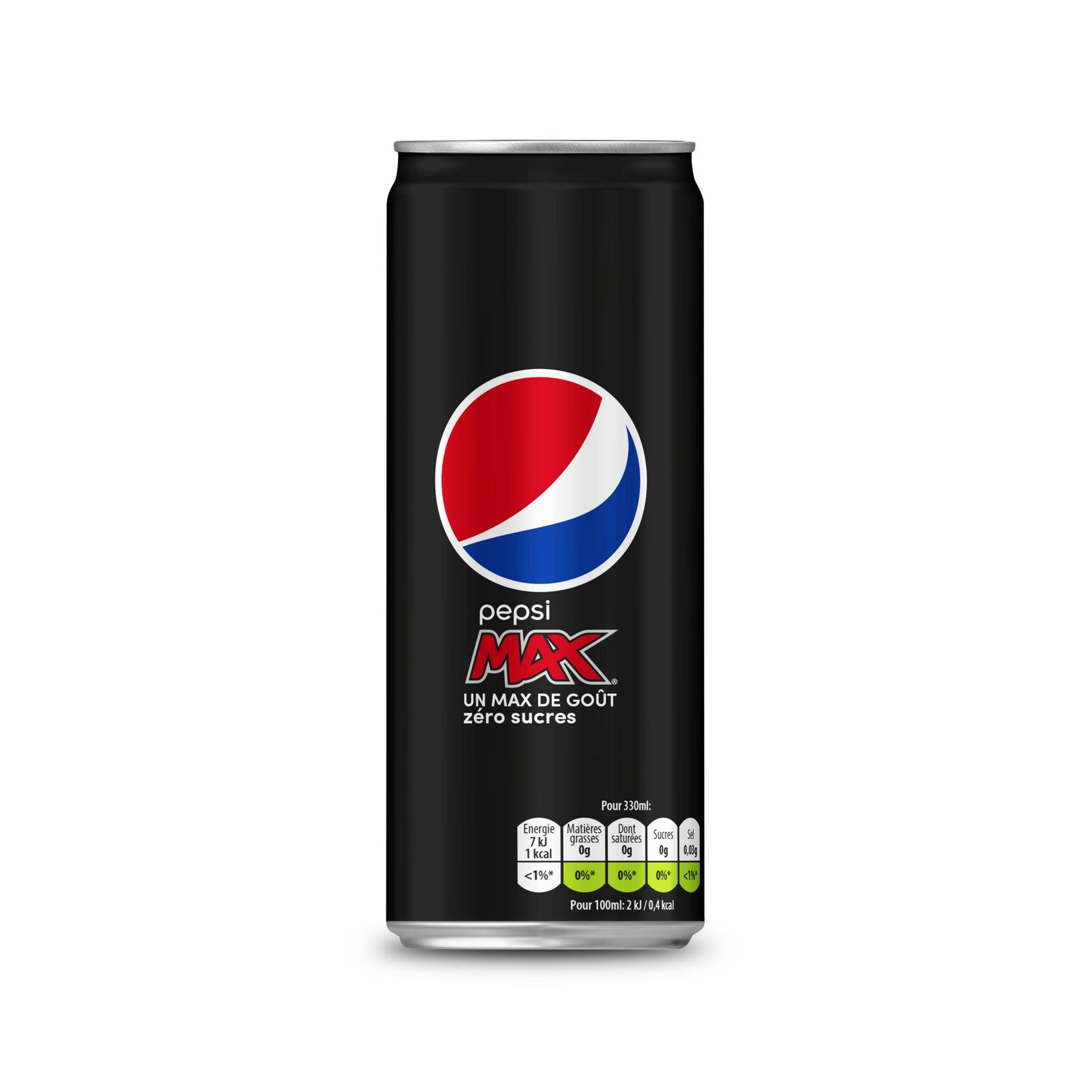 Soda sans sucres Pepsi - canette slim de 33 cl - carton 24 x 330 ml