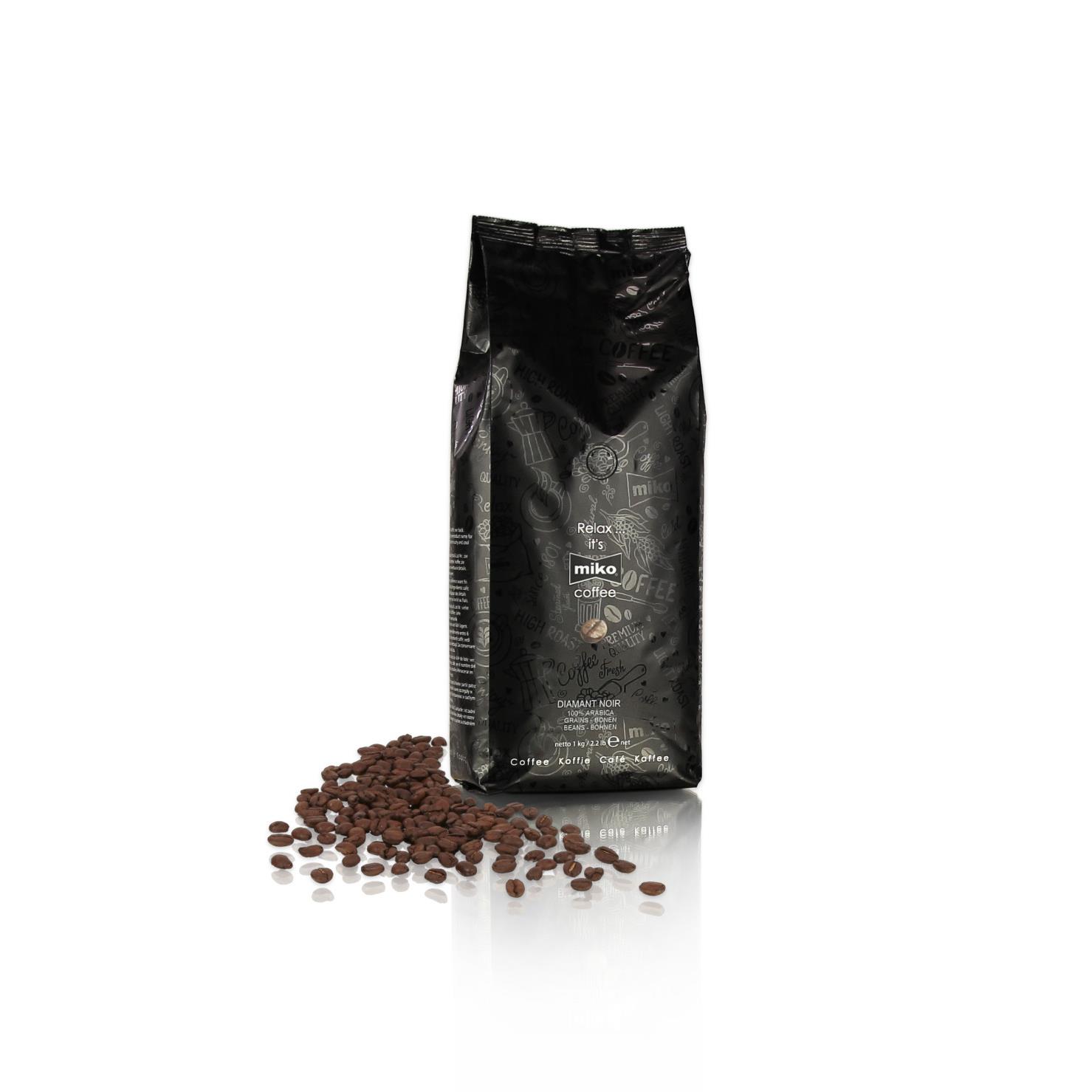 Diamant noir Miko - caf en grains - 100% arabica - paquet 1 kg