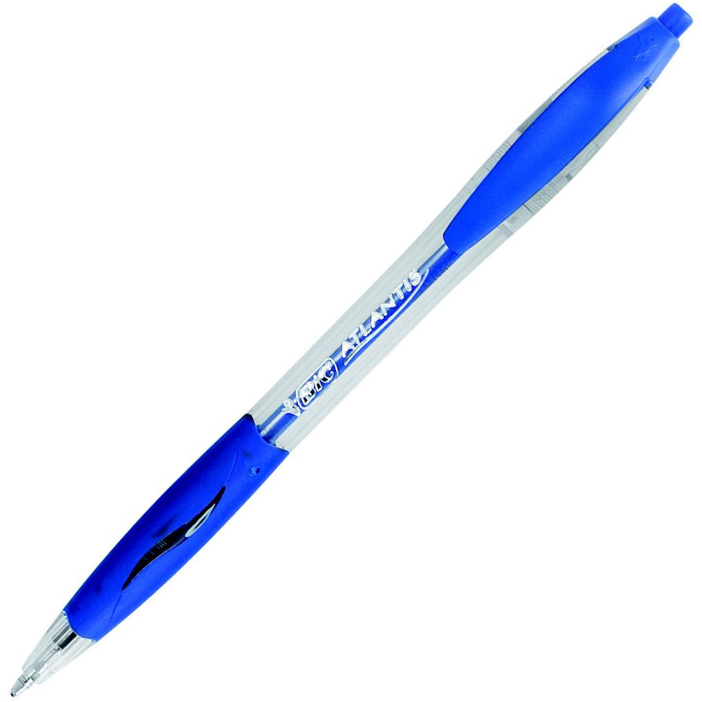 Stylo bille Bic Atlantis - rtractable - pointe moyenne - bleu