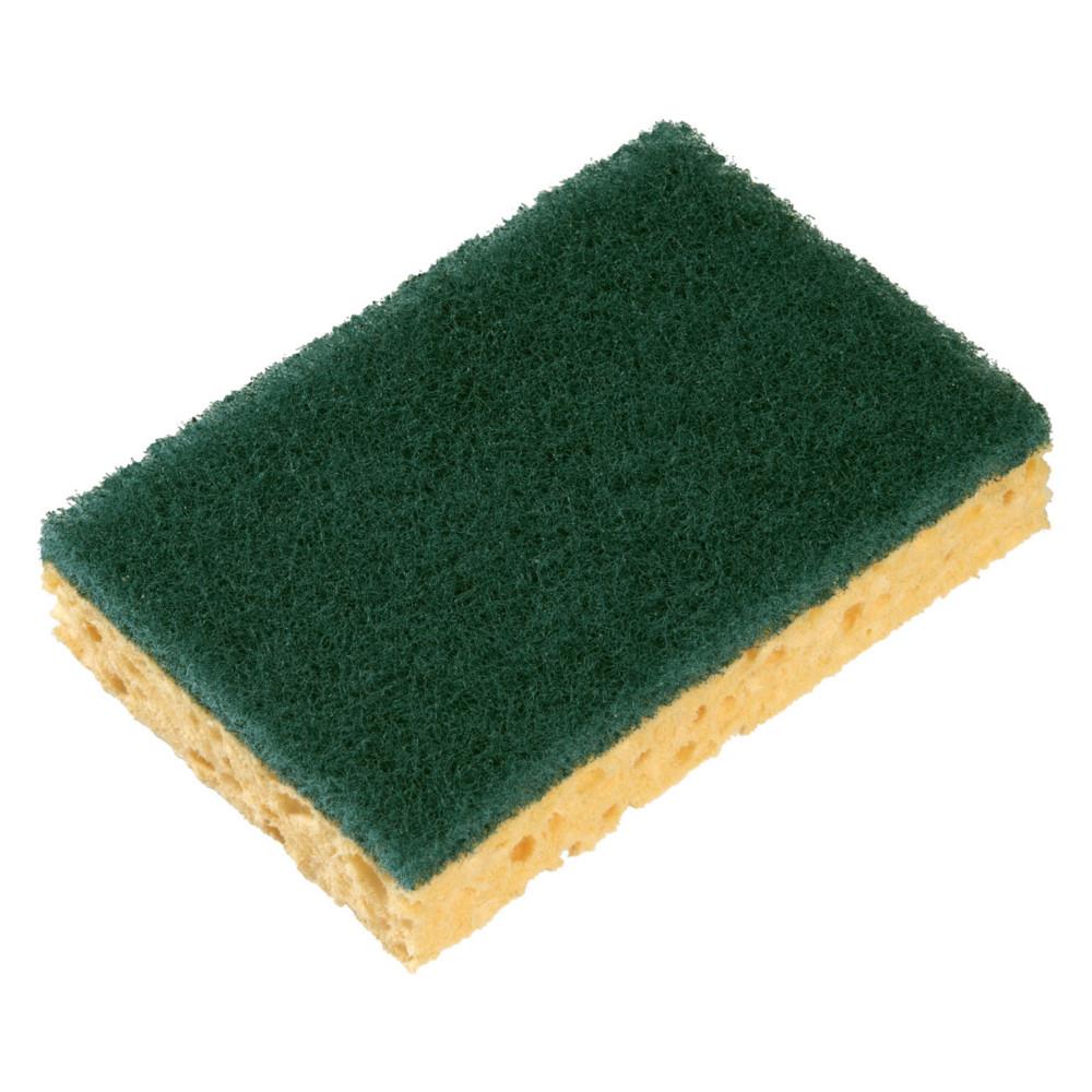 Eponge grattante Spontex Basic double face Sponrex 74 recycl�e - Moyen - Tampon jaune et vert - Lot de 10