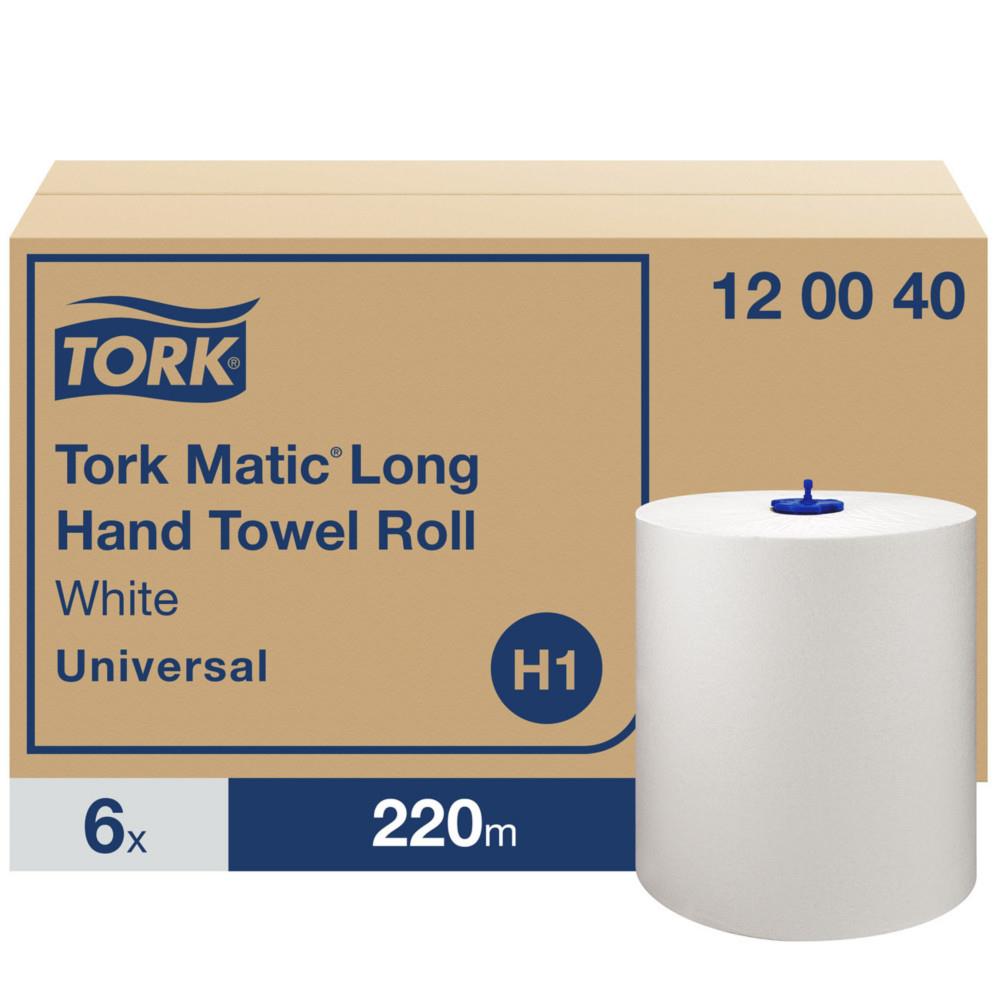 Matic Essuis-Mains Tork 1 pli rouleau long Universal 220 m - Pour distributeur H1 - 120040 - Lot de 6 bobines