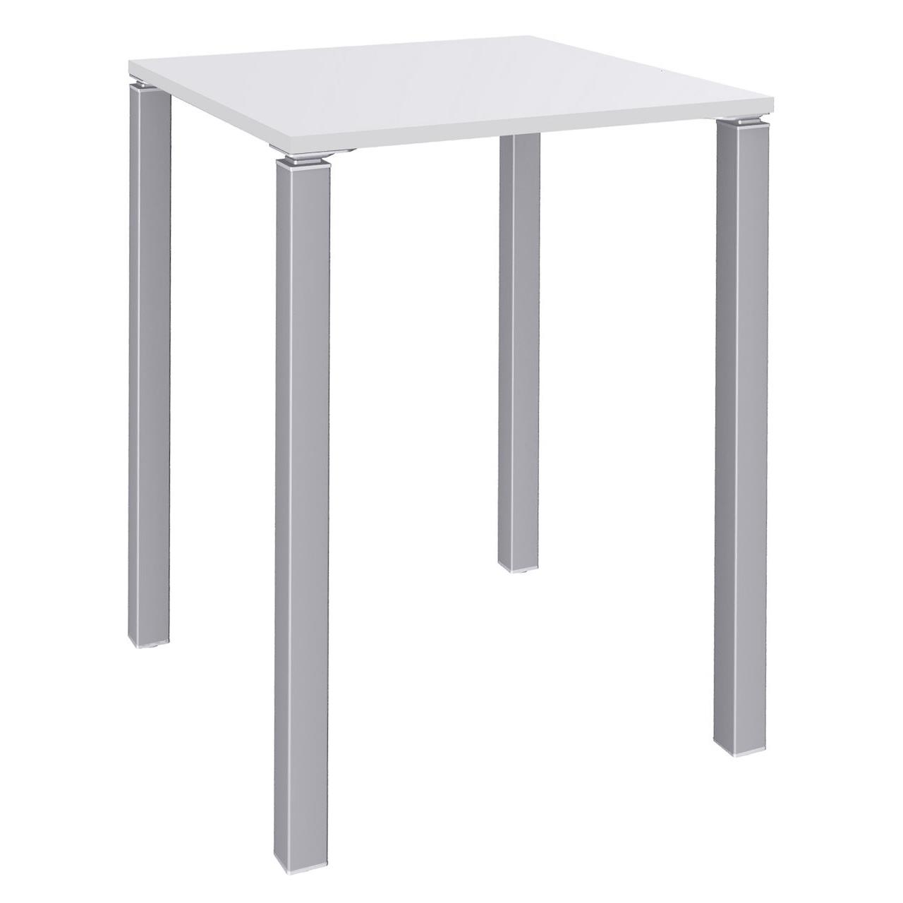 Table Lounge - 80 x 80 cm - hauteur 105 cm - plateau blanc - 4 pieds aluminium