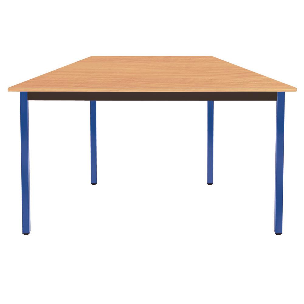 Table Modulaire Domino trap�ze - L 120 x P 60 cm - plateau h�tre - pieds bleus