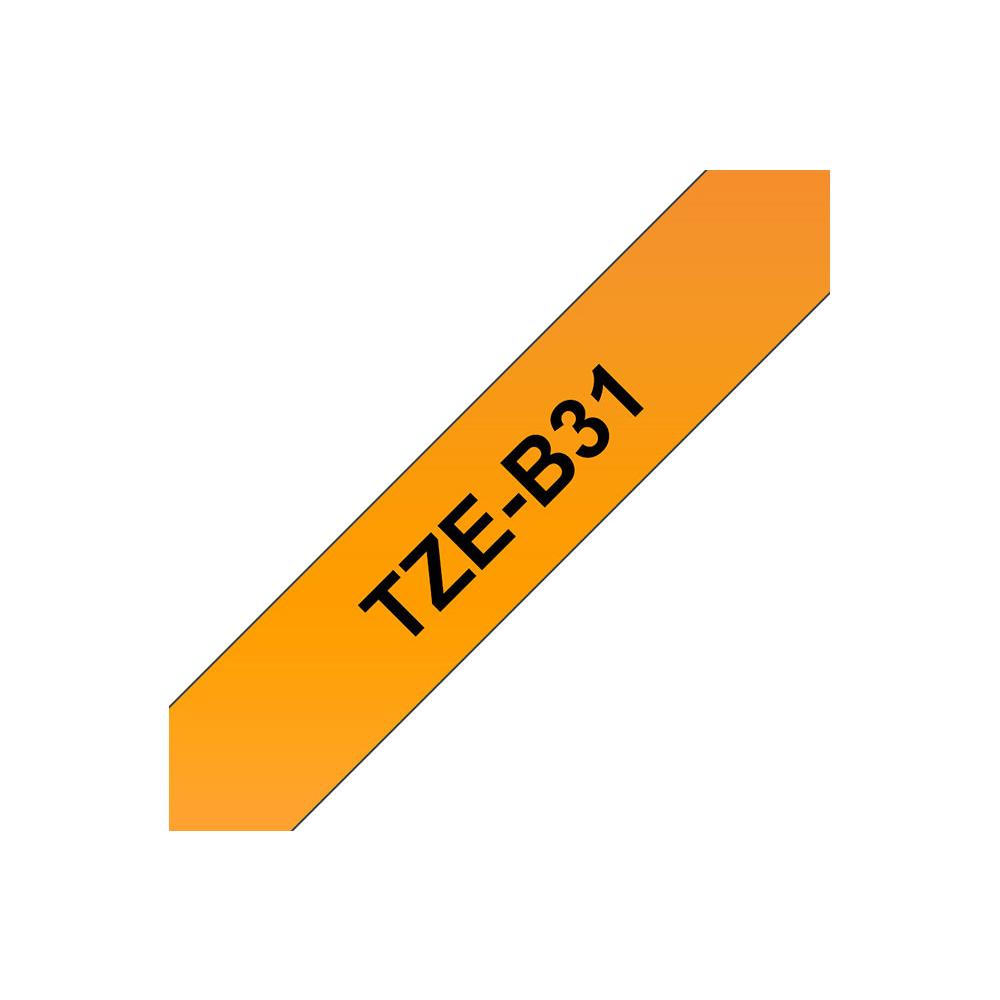 Ruban TZB31 Brother - Ruban noir/orange fluo - 12mm x 8m