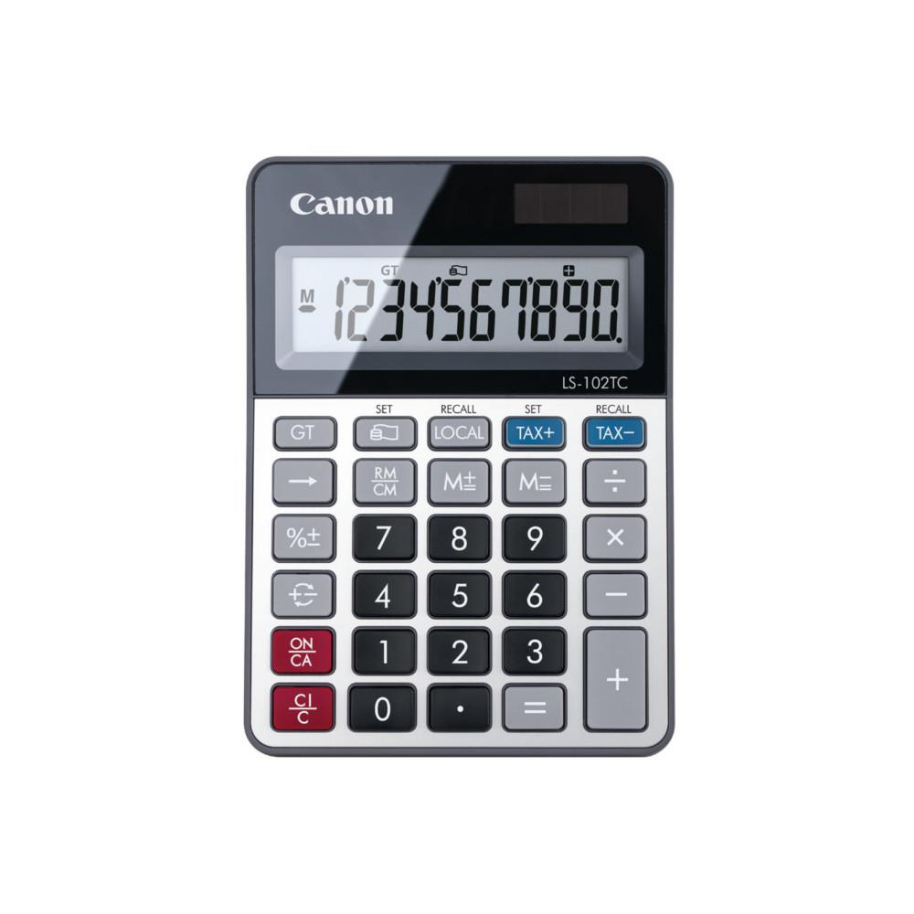 Calculatrice de bureau Canon cLS-102TC solaire - 10 chiffres - Noir et argent