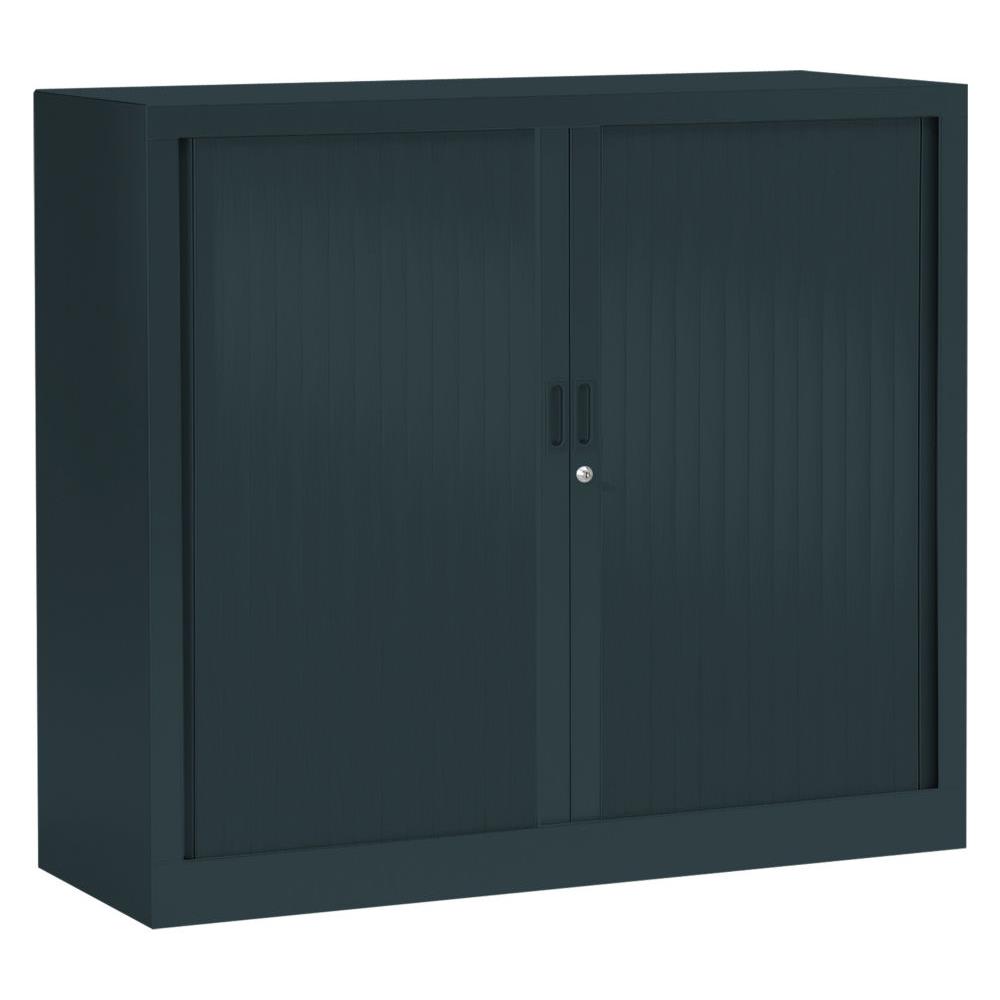 Armoire mtal monobloc Gnric - A rideaux - H. 100 x L. 120 cm - Corps Anthracite - Rideaux Anthracite