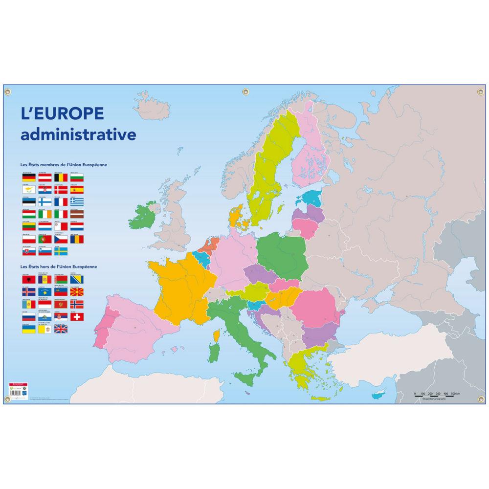 Carte Europe administative muette Bouchut - effaable souple