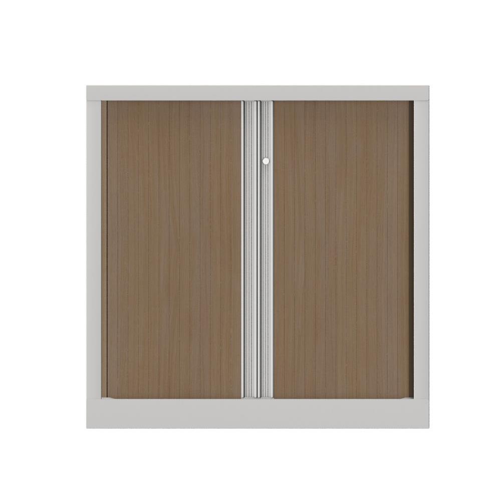 Armoire  rideaux mtallique Confort+ Ht 100 x L.100 cm - corps Blanc rideaux Chne
