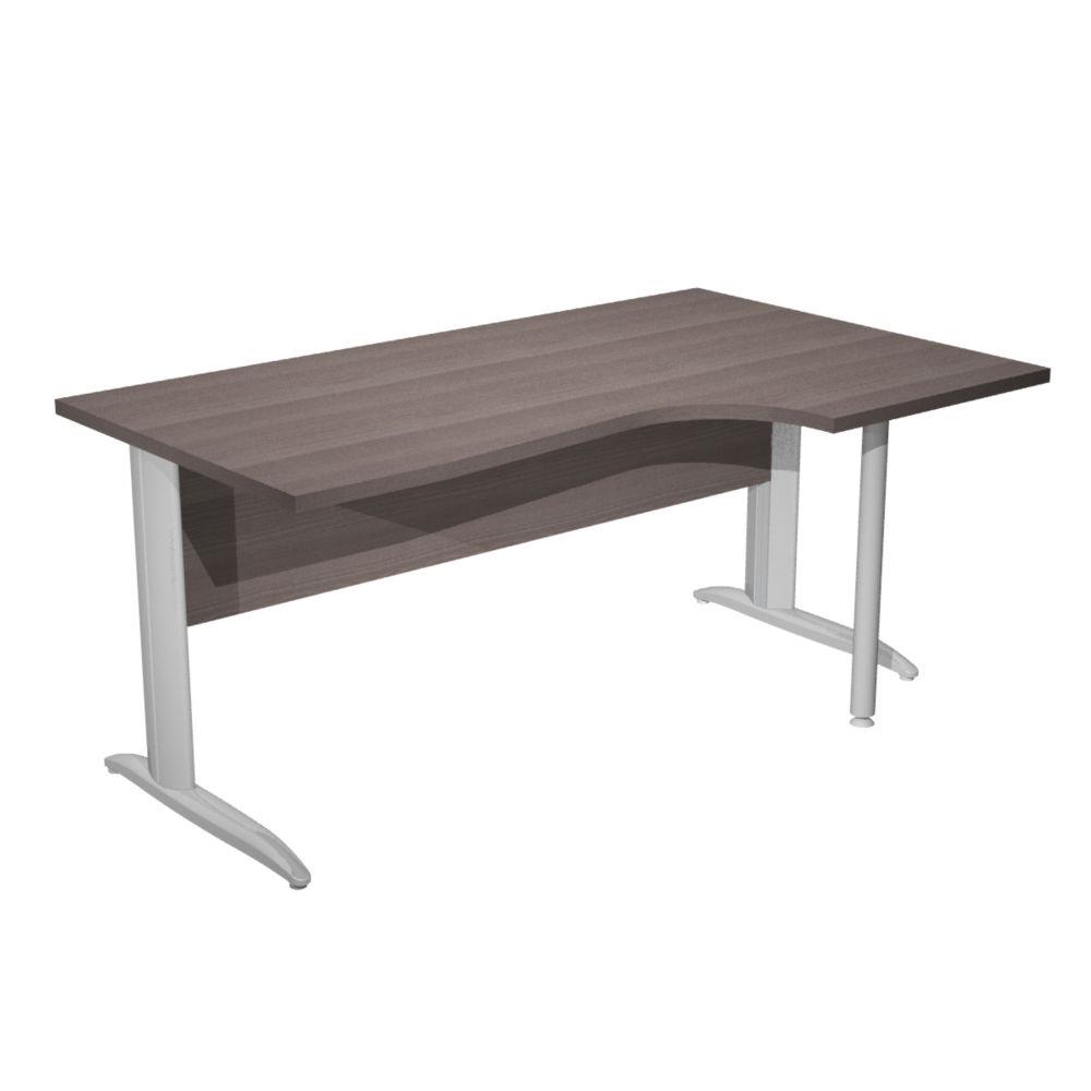 Bureau compact Pulse Prestige - retour  droite - L160 x P100 cm - plateau cendre - pied L chrome