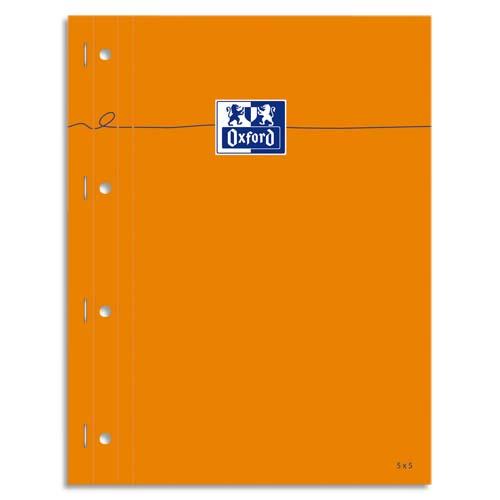 Bloc agraf Oxford cots perfor - rglure pleine page - format 23x29,7 cm - papier blanc petits carreaux 5x5