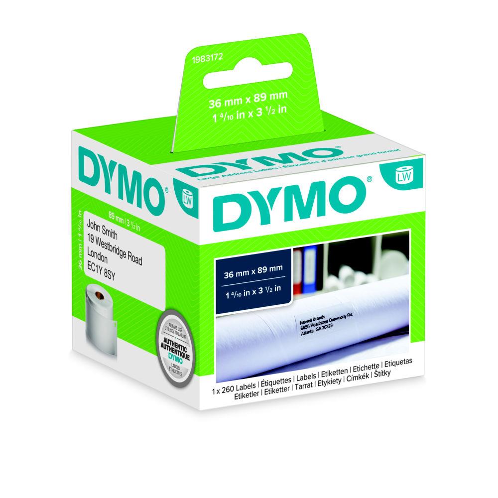 Etiquettes adresses Dymo LW - petit volume - grand format 89x36mm - bote de 260