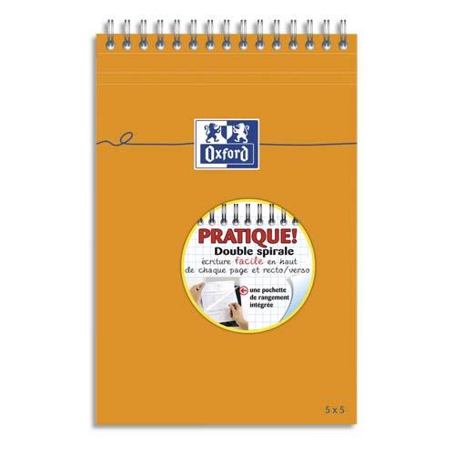 Bloc de direction reliure intgrale Oxford non perfor rglure pleine page - 14,8x21 cm - papier blanc petits carreaux 5x5