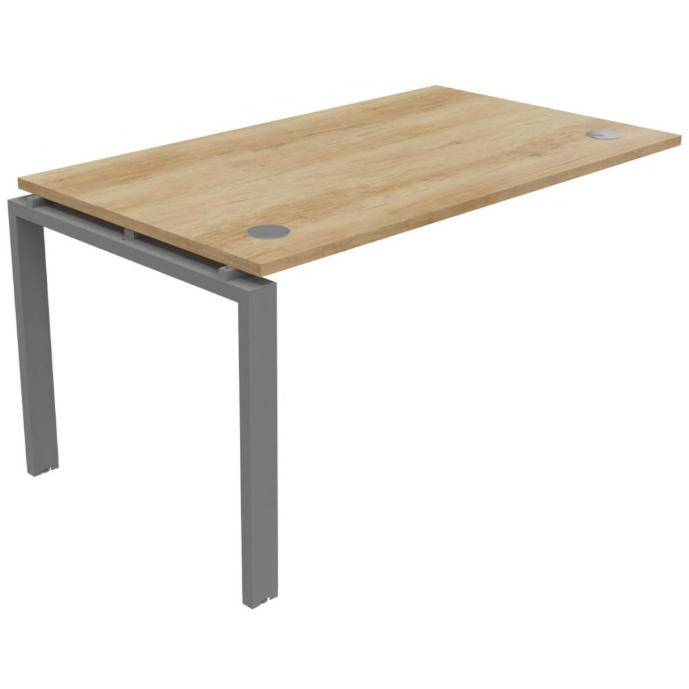 Bureau suivant E-link L 140 x P 80 cm - Plateau Ch�ne Nebraska pieds m�tal Aluminium