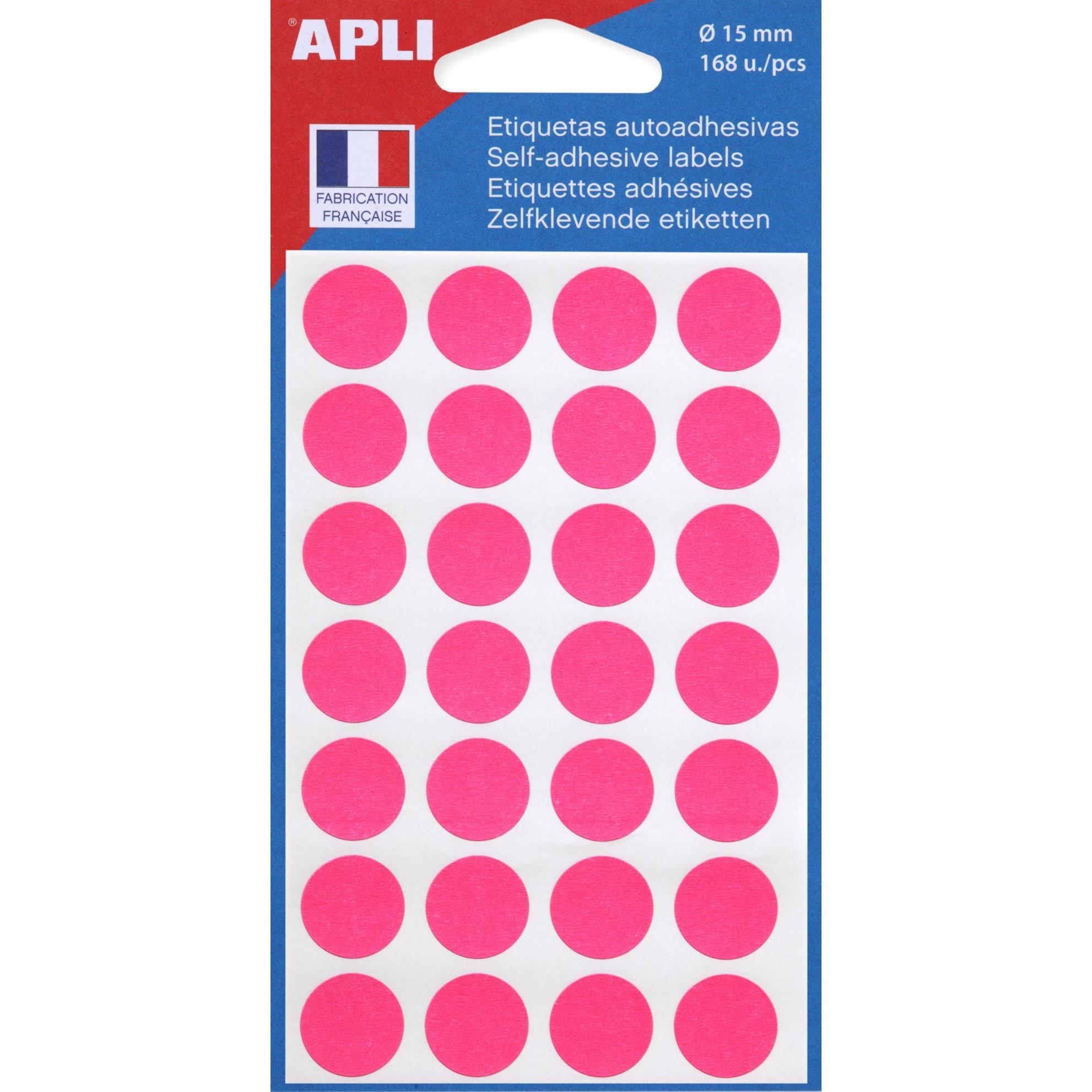Pastilles adhsives de couleur Agipa - o 15 mm - pochette de 168 - coloris rose