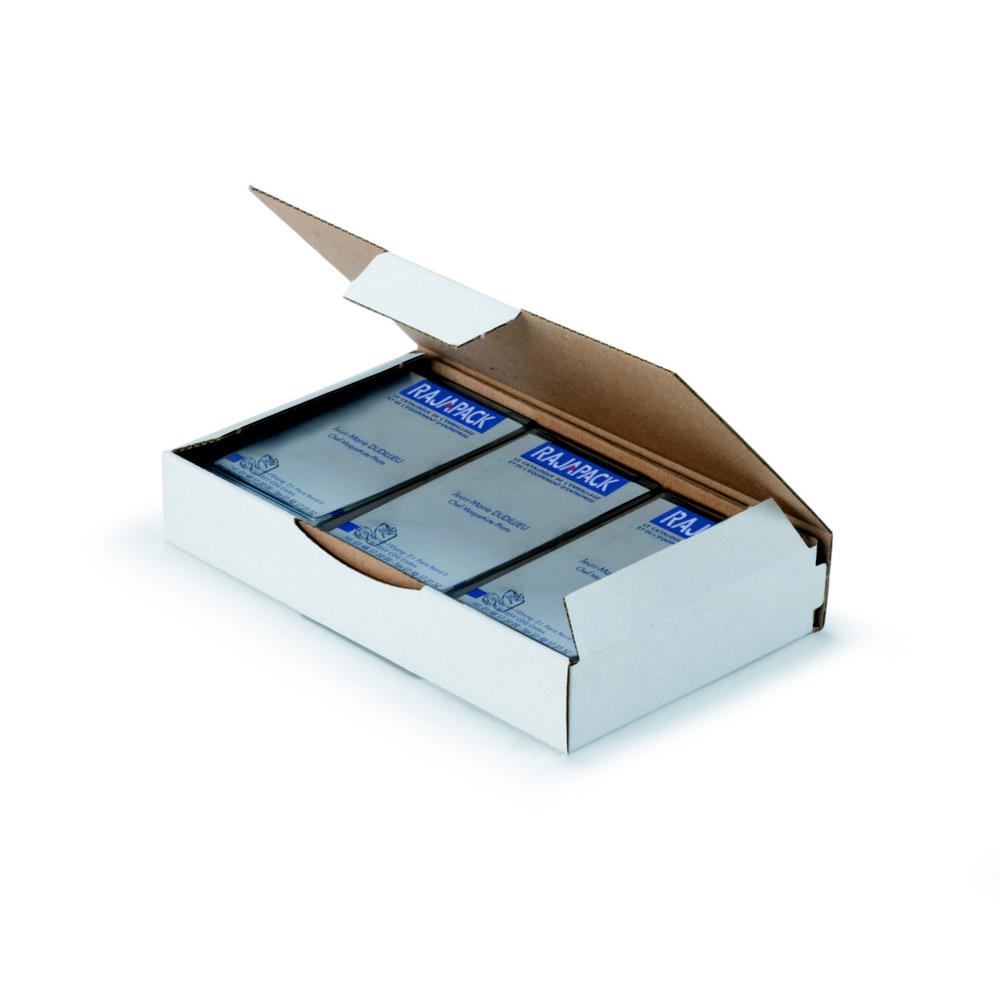 Bote d'expdition blanche RAJA en carton simple cannelure - L.int. 18 x l.10 x H.5 cm - Lot de 50